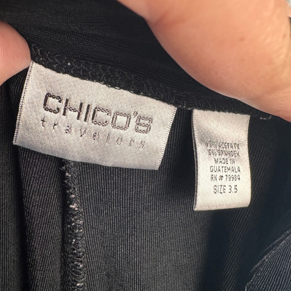 Chico's Travelers Pants Size 3.5 Womens 18 Black Crop Tie Capri Jogger Stretch - Picture 3 of 8